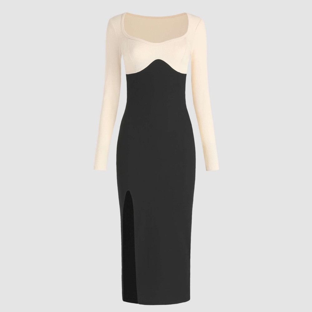 CIDER Two-tone Slit Maxi Dress